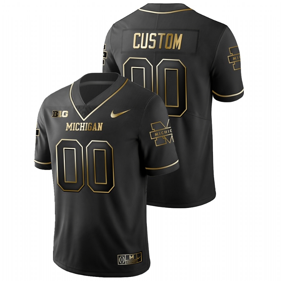 Michigan Wolverines Men's NCAA Custom #00 Black Golden Edition Limited College Football Jersey SUZ4649ZO